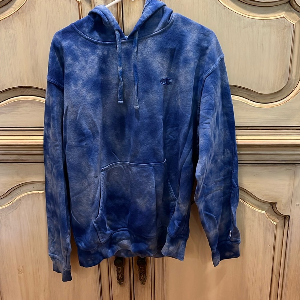 Champion blue tie dyed hoodie
